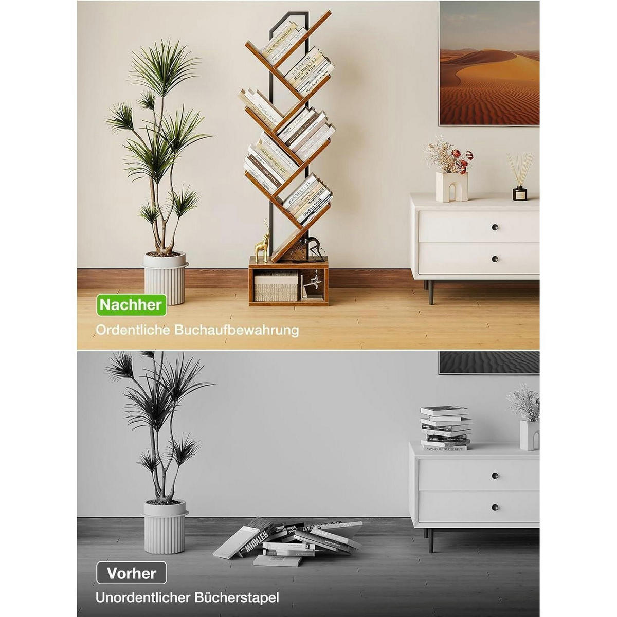 BÜCHERREGAL Baumform Braun 6 Ebenen - Braun, Holzwerkstoff (18/110/40cm)