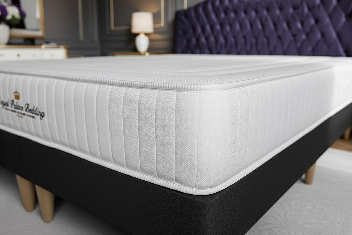 BETT Nottingham Memory-Schaum 130 x 200 cm h3 - Kit Bettgestell Weiß - Beige/Weiß, Karton/Holz (130/200cm) - ROYAL PALACE BEDDING