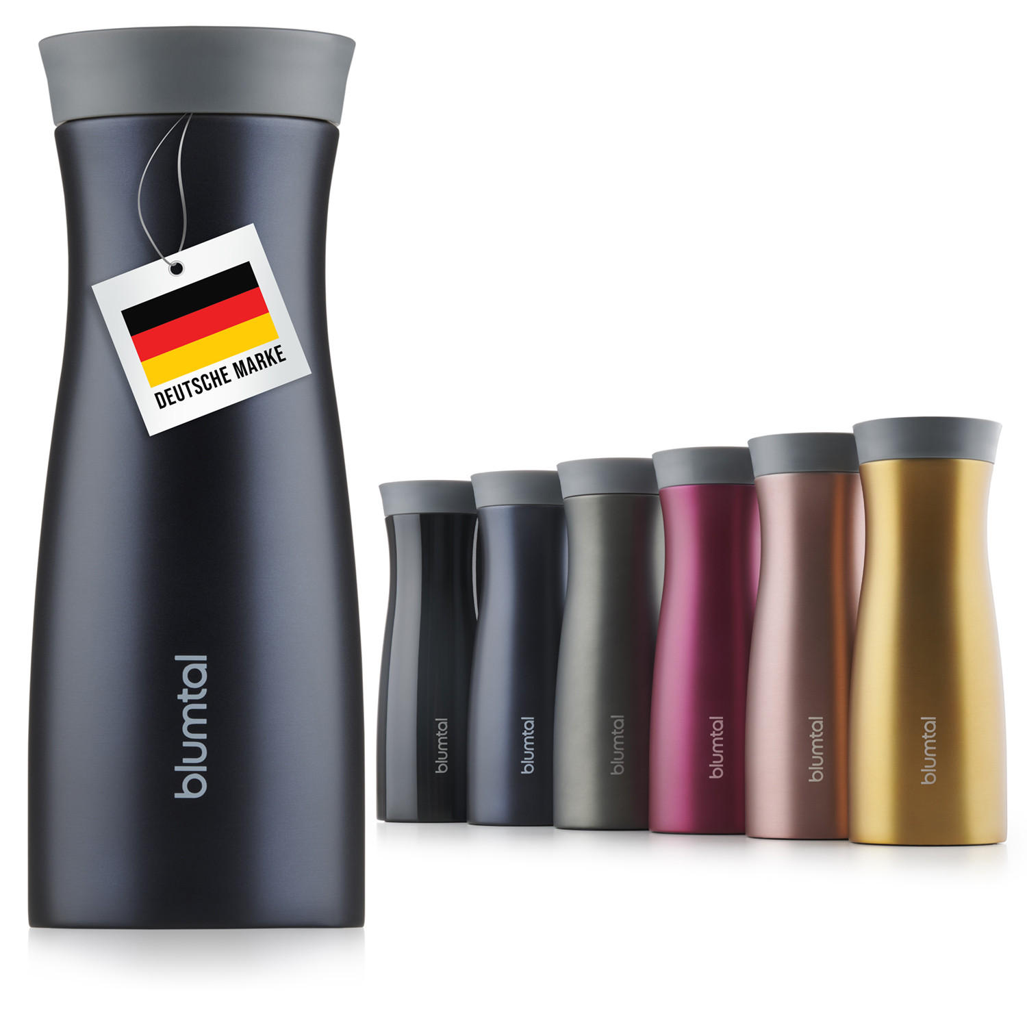 THERMOBECHER 380 ml - Kaffeebecher to go aus Edelstahl - auslaufsicherer Isolierbecher kalt/heiß - 360° Trinköffnung - Dunkelblau - Dunkelblau, Metall (0.38L) - Blumtal