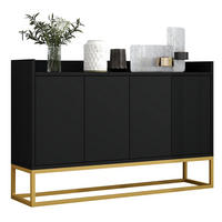 SIDEBOARD 120/30/80 cm schwarz aus Spanplatte mit 4 Türen - Schwarz, Holzwerkstoff (120/80/30cm) - OKWISH