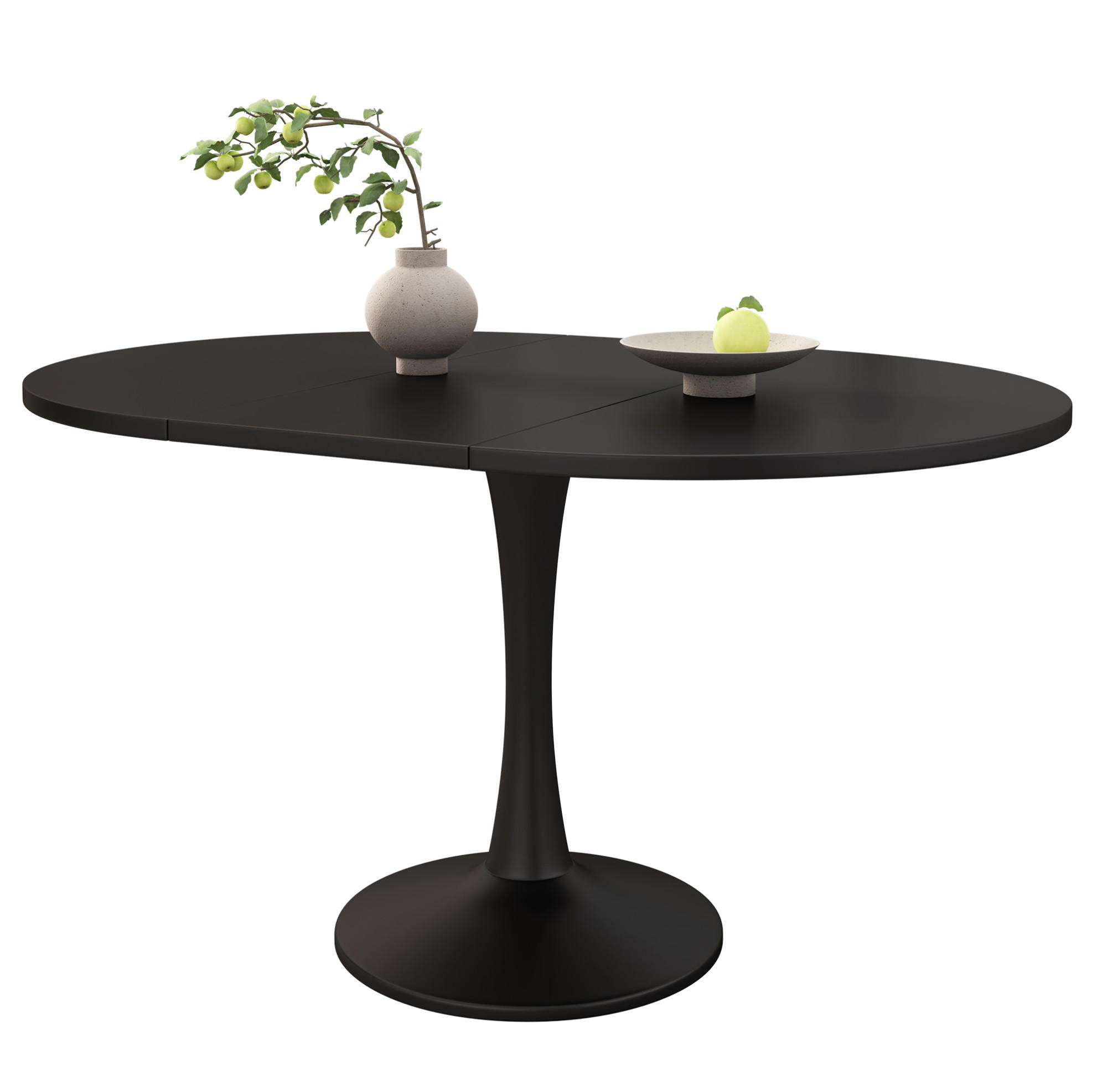 Modfu JÍDELNÍ stůl z MDF 100/140x100x75 cm černý rozkládací oválný, úspora místa a víceúčelové využití