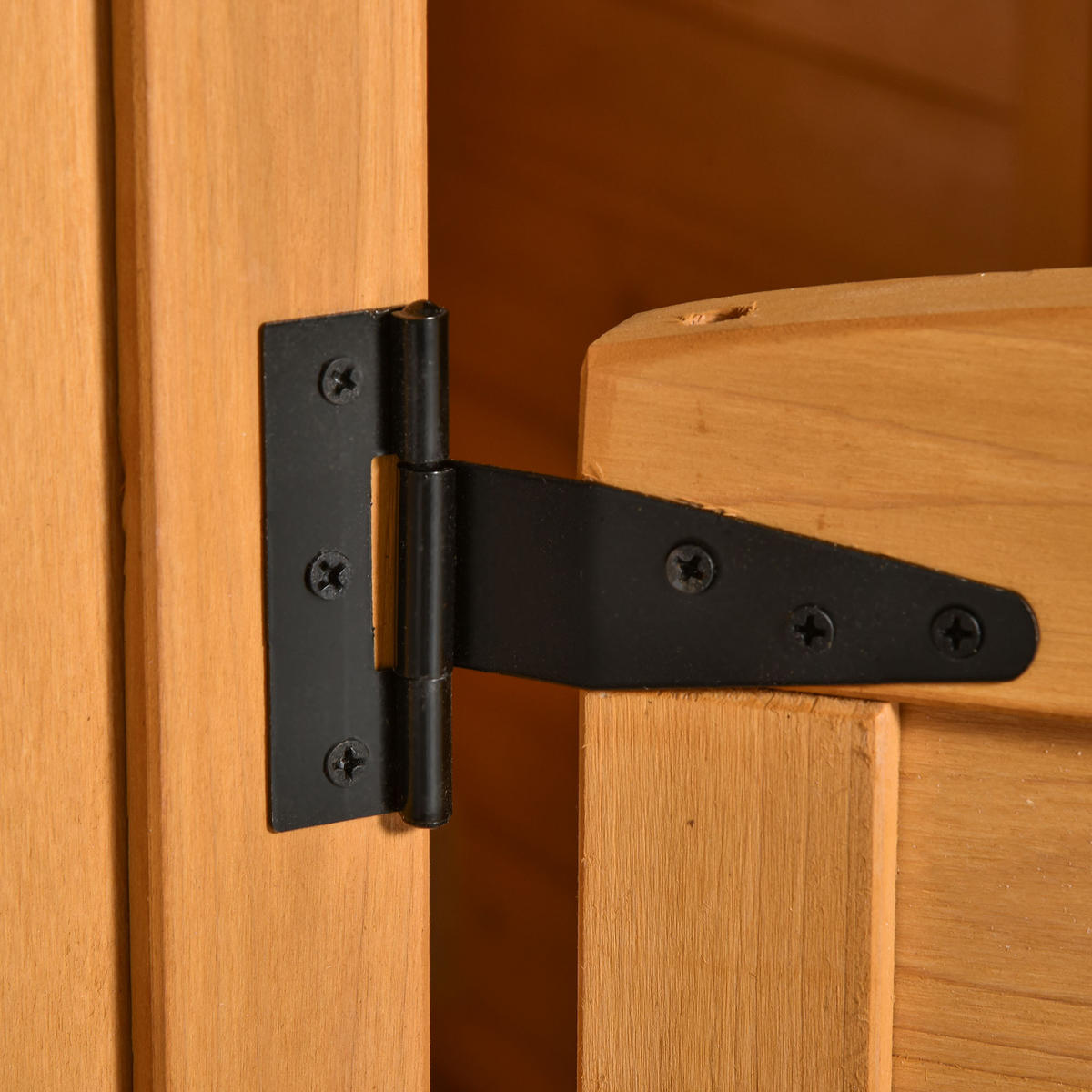 SPIELHAUS für Kinder Holz Kinderspielhaus mit Fenster Briefkasten Blumentopfrack - Naturfarben, Holz (108/135.5/122cm) - Outsunny