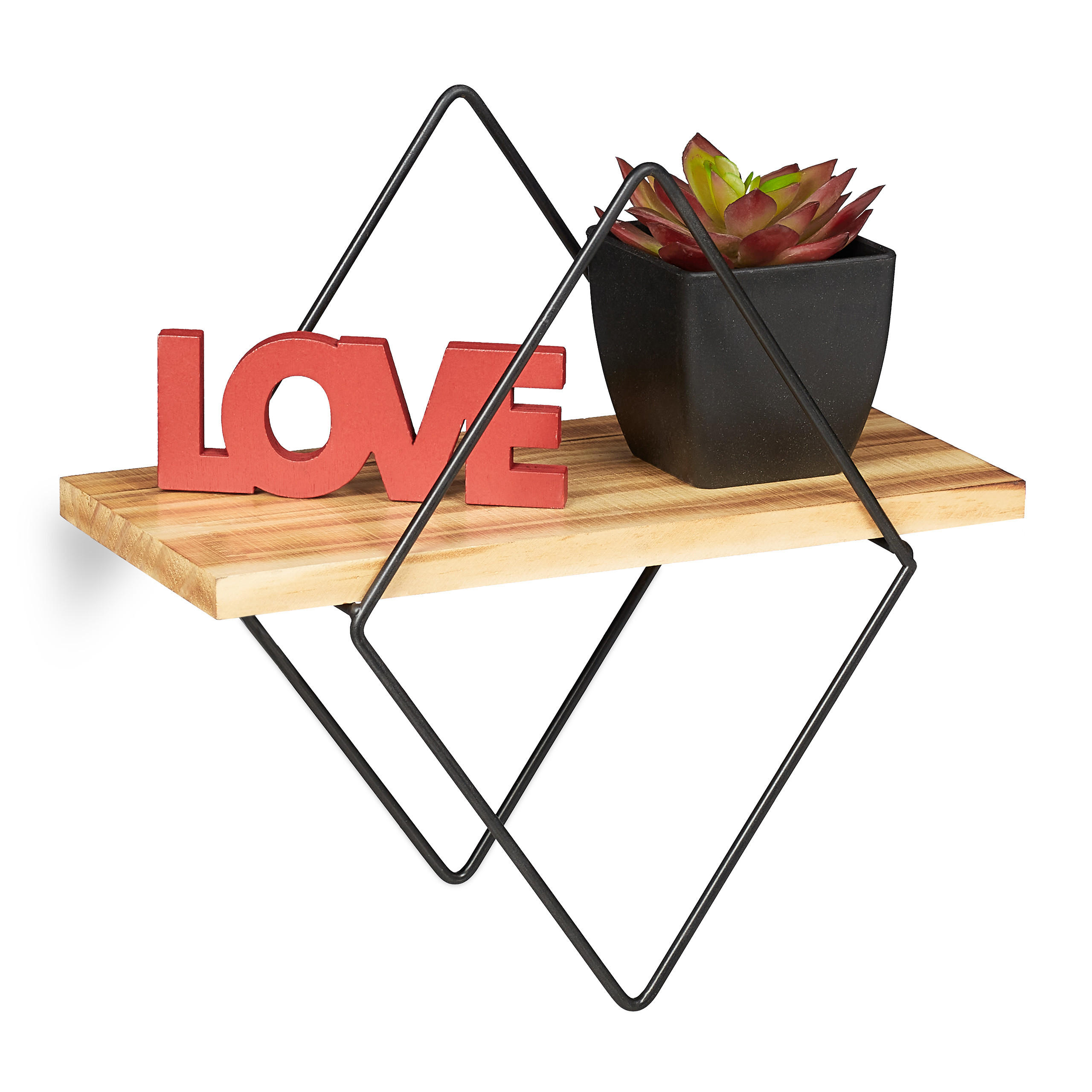 WANDREGAL - Hellbraun, Holzwerkstoff/Metall (30/30/15cm) - Relaxdays