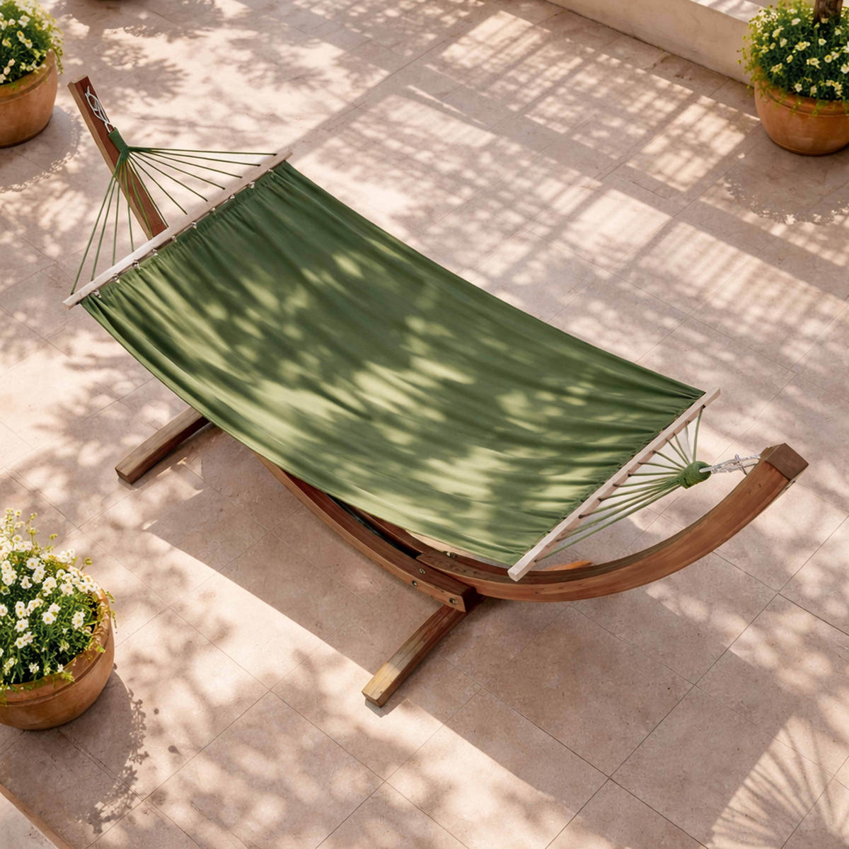 HÄNGEMATTE, Grün - Grün, Holz (110/110/300cm) - Oviala