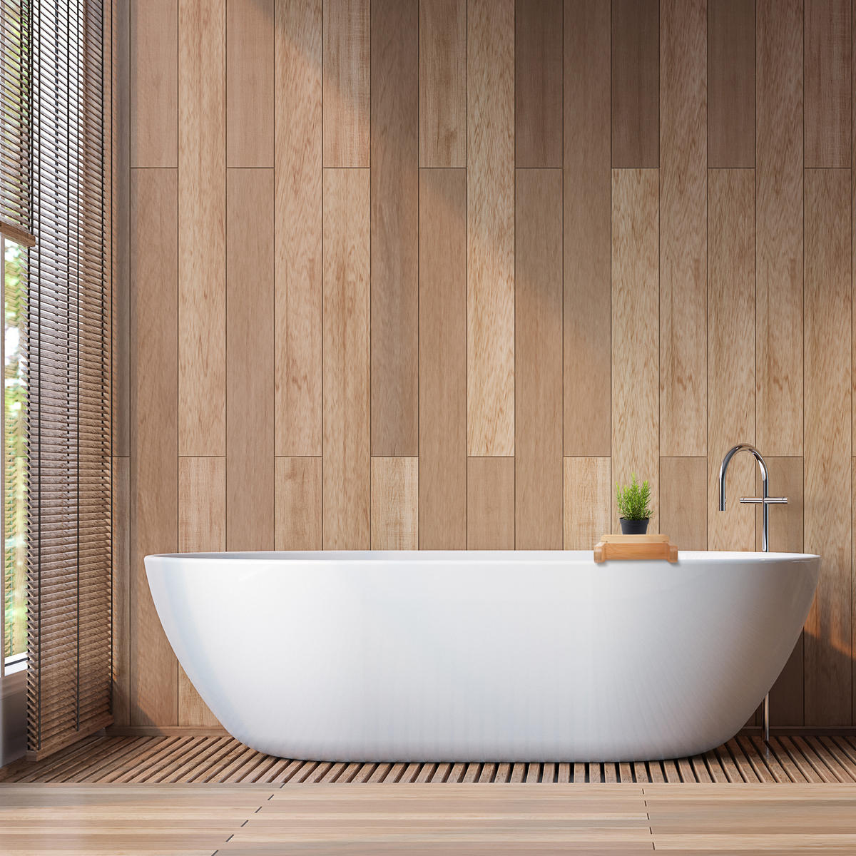 BADEWANNENABLAGE - Hellbraun, Holz (14/6.5/69cm) - Relaxdays