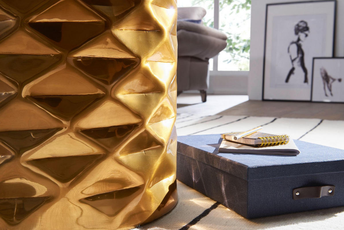 BEISTELLTISCH Aluminium Orientalisch Hammerschlag ENNS, Gold 43x43x48 cm - Goldfarben, Metall (43/43/48cm) - KADIMA DESIGN