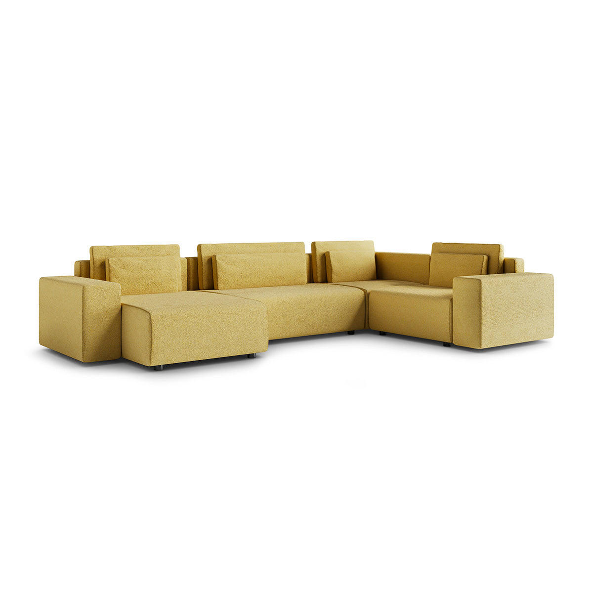 PANORAMASOFA Lorenzo 5 Sitzplätze Gelb - Gelb, Holz (378/85/236cm) - Petits-meubles