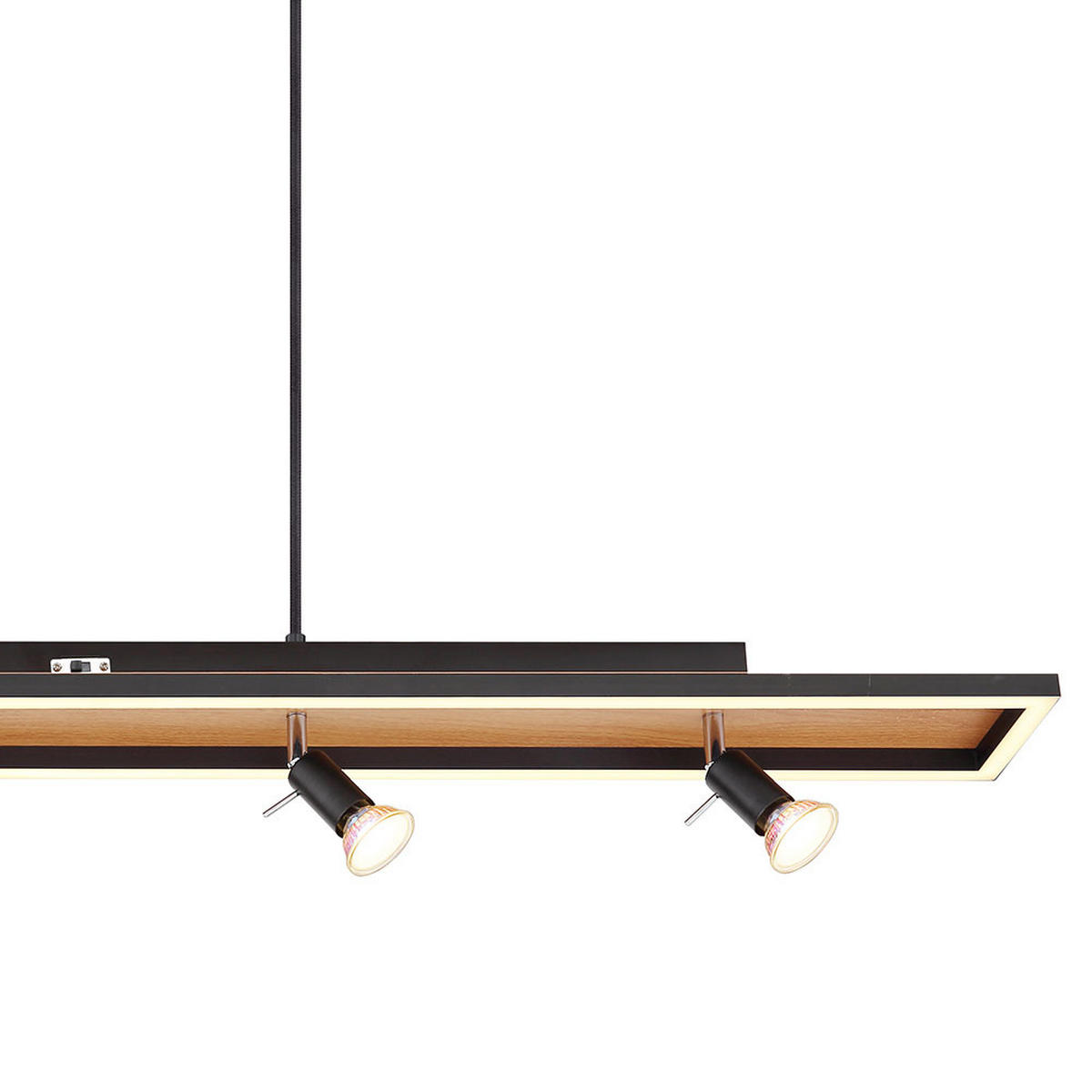 LED HÄNGELEUCHTE Metall Schwarz Holzoptik - Schwarz, Metall (116/12/120cm) - Globo Lighting