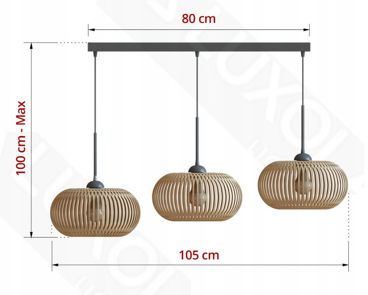PENDELLEUCHTE BOHO - Beige, Holz/Metall (28/105/100cm) - kiki design