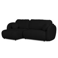 ECKSOFA Candy mit Schlaffunktion Schwarz Bouclé-Stoff - Ottomane links - Schwarz, Holz/Kunststoff (230/146cm) - S-Style Möbel
