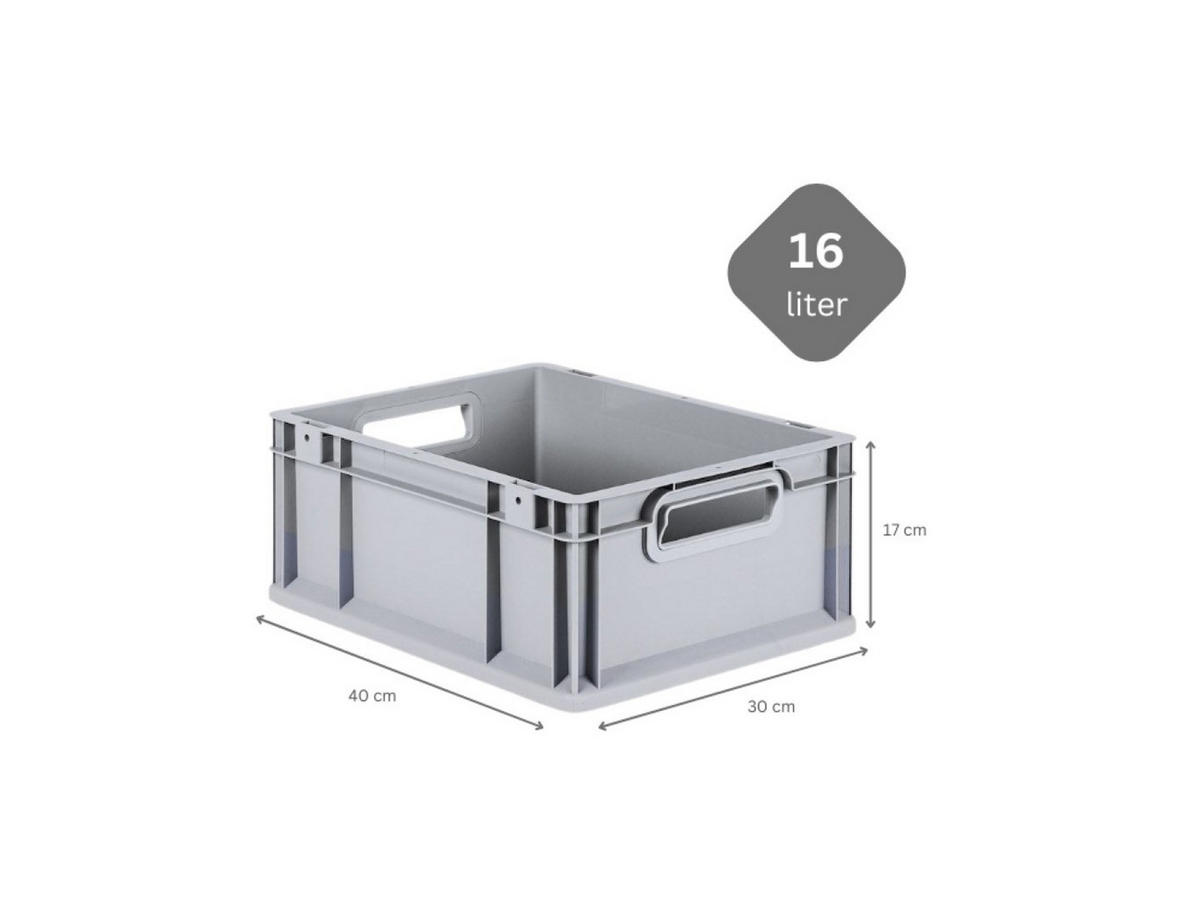 EUROBOX 5x Nextgen Economy Griffe Offen 17x30x40cm 16 Liter - Grau, Kunststoff (30/17/40cm) - PROREGAL