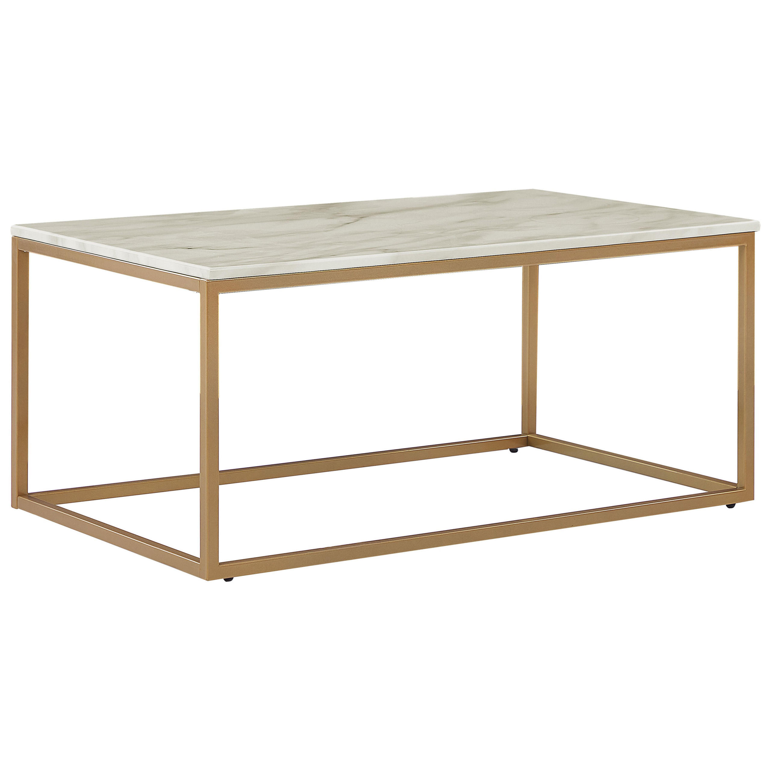 Beliani KONFERENČNÍ STOLEK Mramor Look béžový/zlatý obdélníkový 60/100 cm Delano