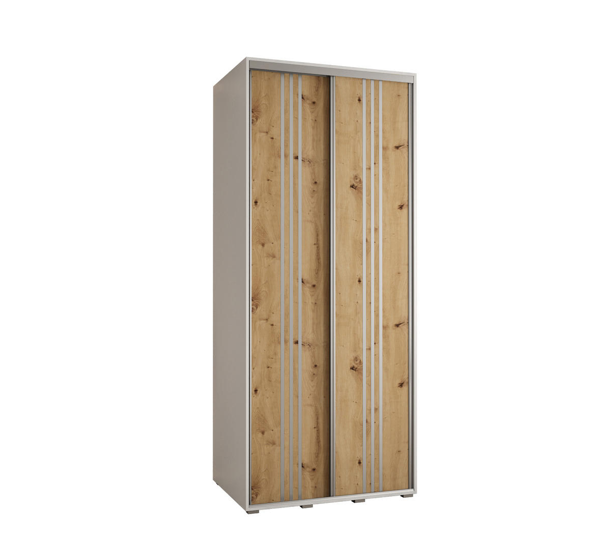 SCHWEBETÜRENSCHRANK 235,2/100/45 2-türig - Silberfarben/Eiche Artisan, Holz/Metall (100/235/45cm) - Abiks Möbel