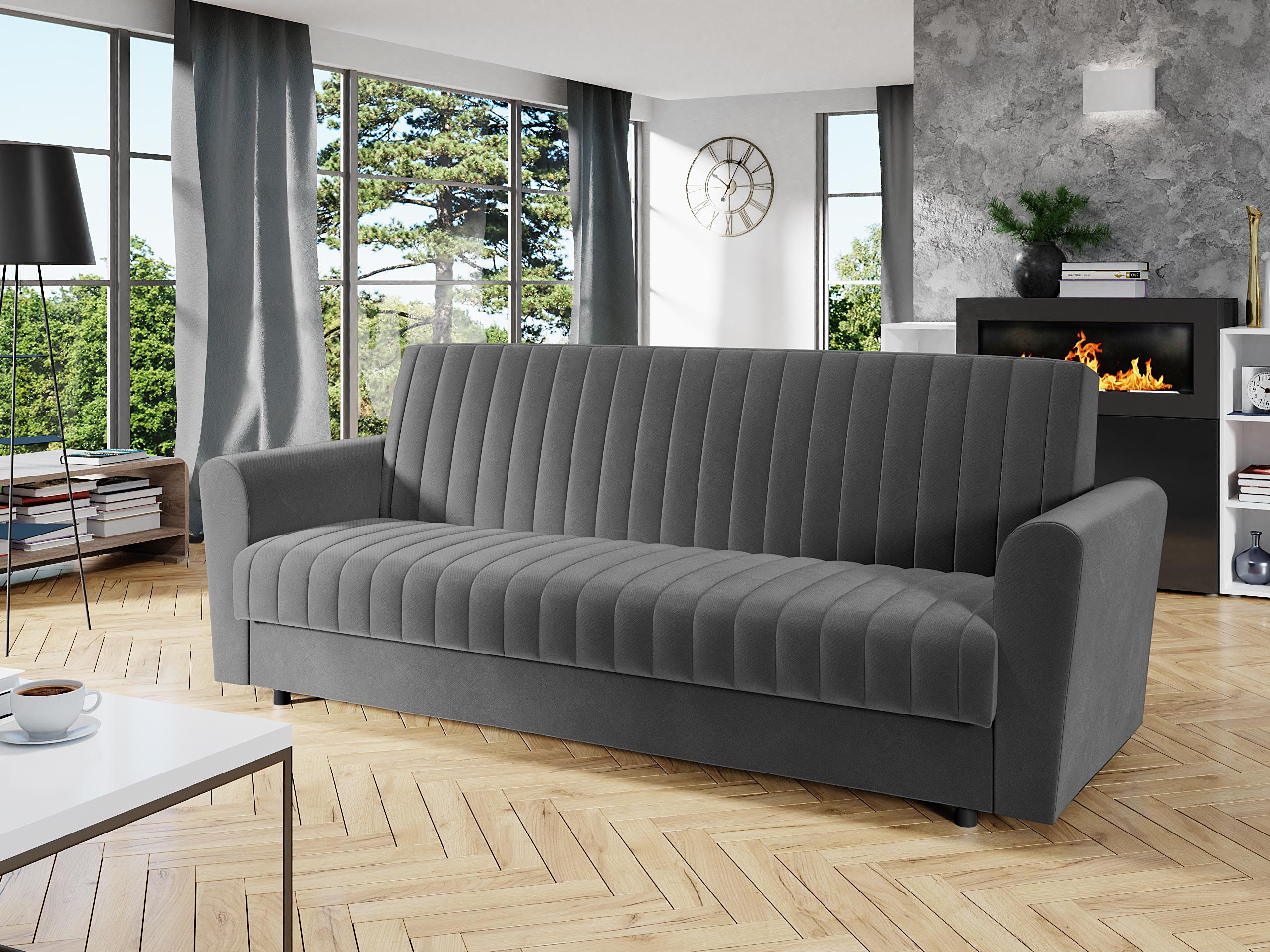 SCHLAFSOFA Molly - Schwarz/Naturfarben, Holz/Kunststoff (230/87/90cm) - MIRJAN24