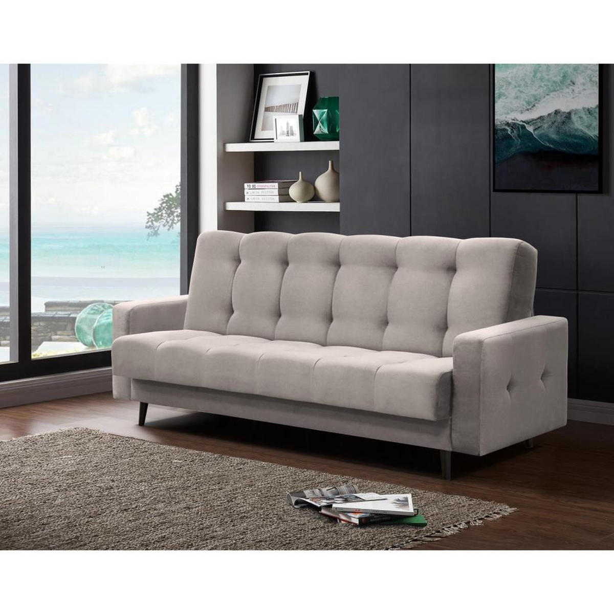 3-SITZER Schlafsofa Nancy Bis beige - Beige, Holz/Textil (220/89/93cm) - Beautysofa