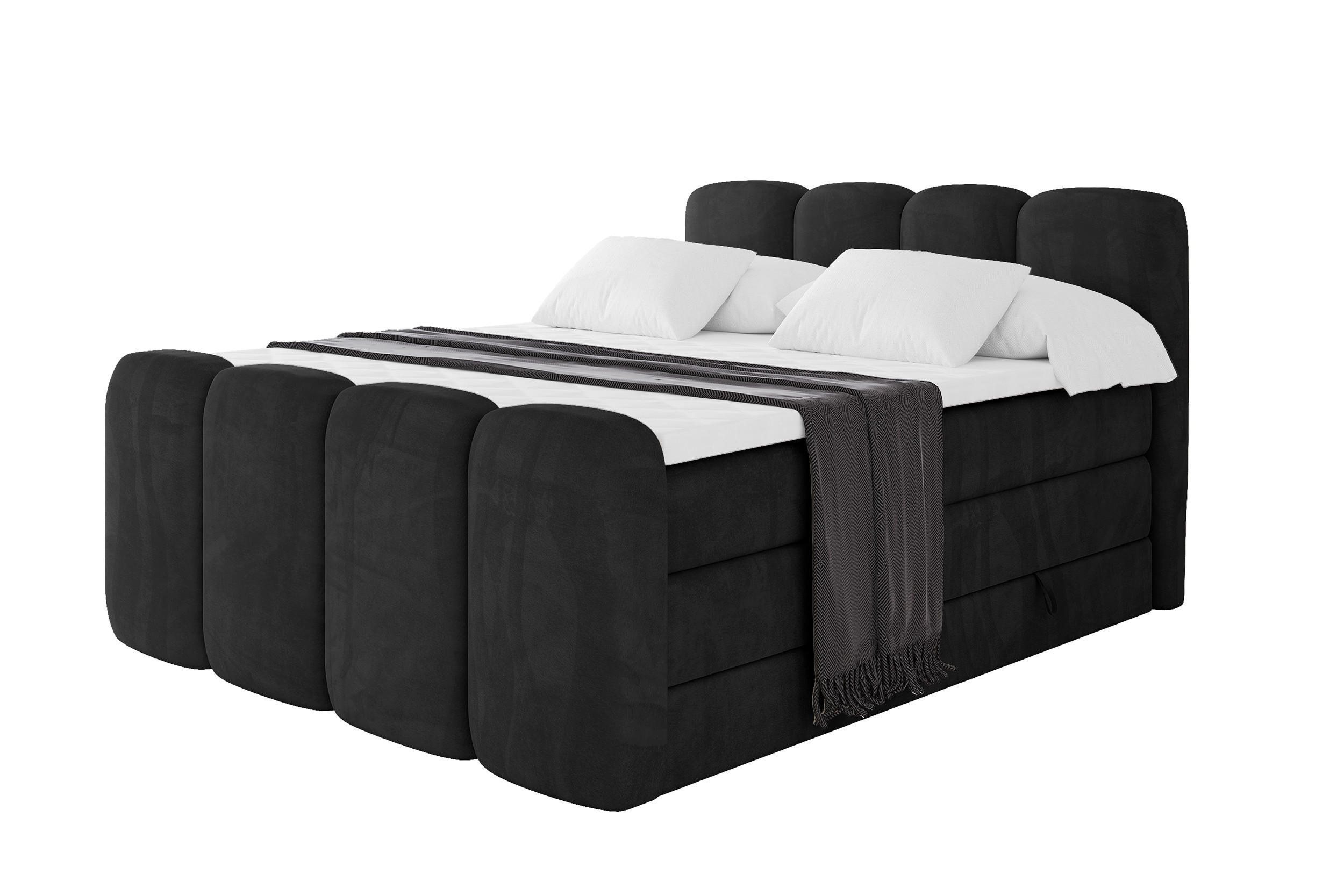 Altdecor Boxbett Schwarz Hochglanz 120x200 cm