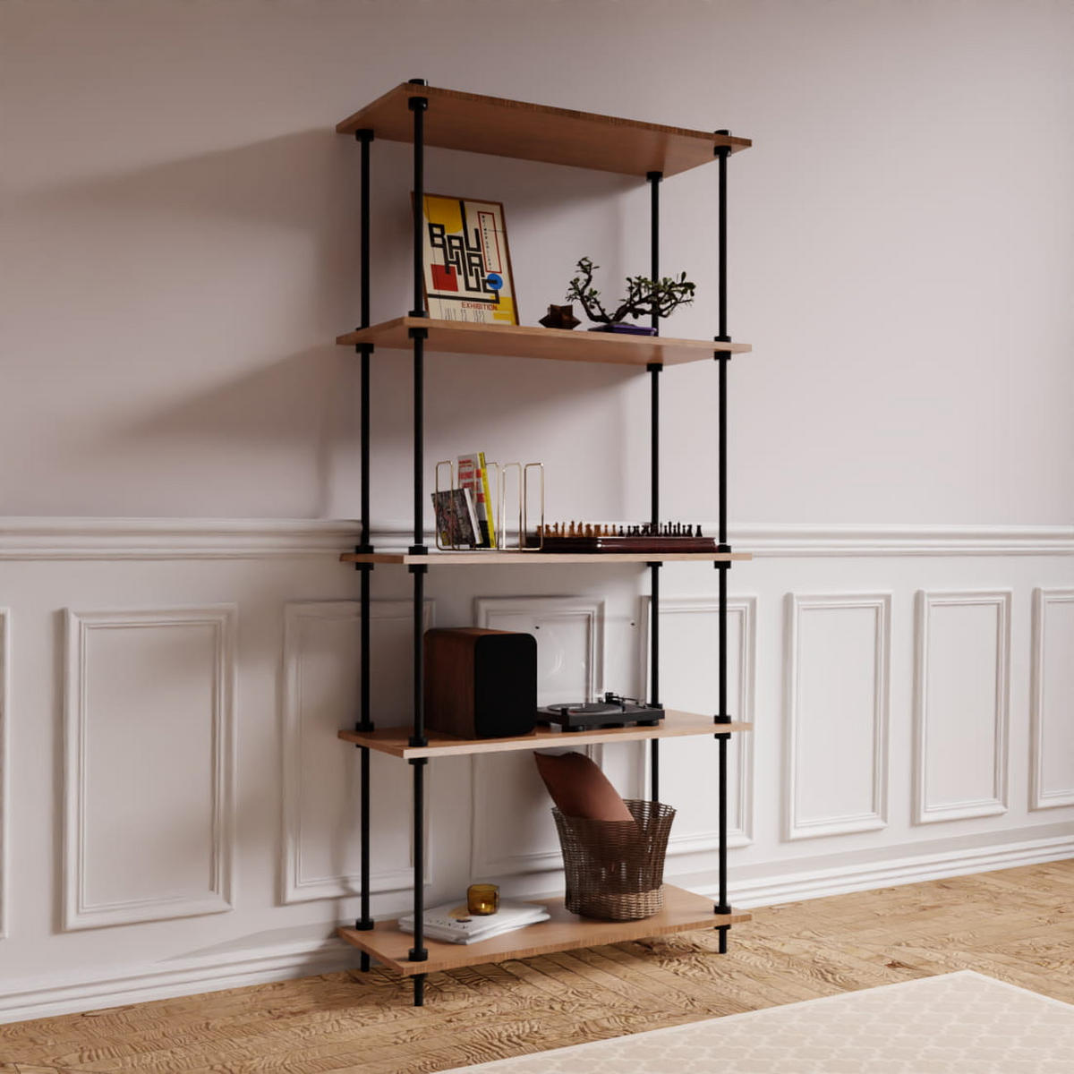 WANDREGAL DECO 185x85x35cm - Eiche San Remo, Metall (85/185/35cm) - AR Shelving