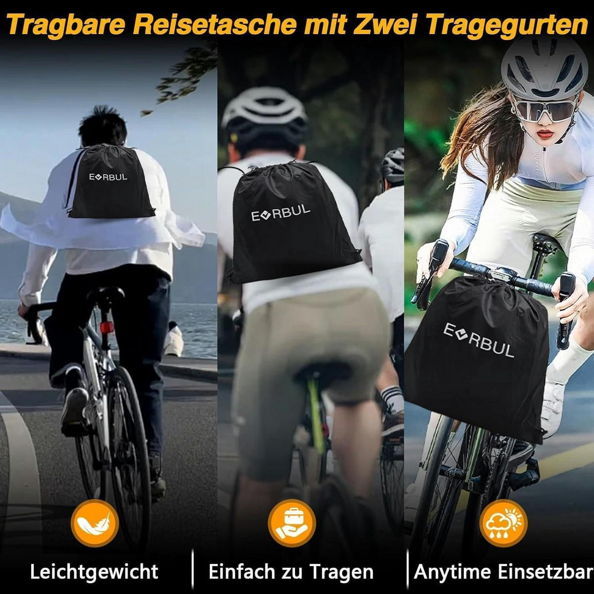 FAHRRADABDECKUNG für 2-3 Fahrräder 221 x 119 x 119 cm wasserdicht 420D-Gewebe - Schwarz, Textil (119/119/221cm)