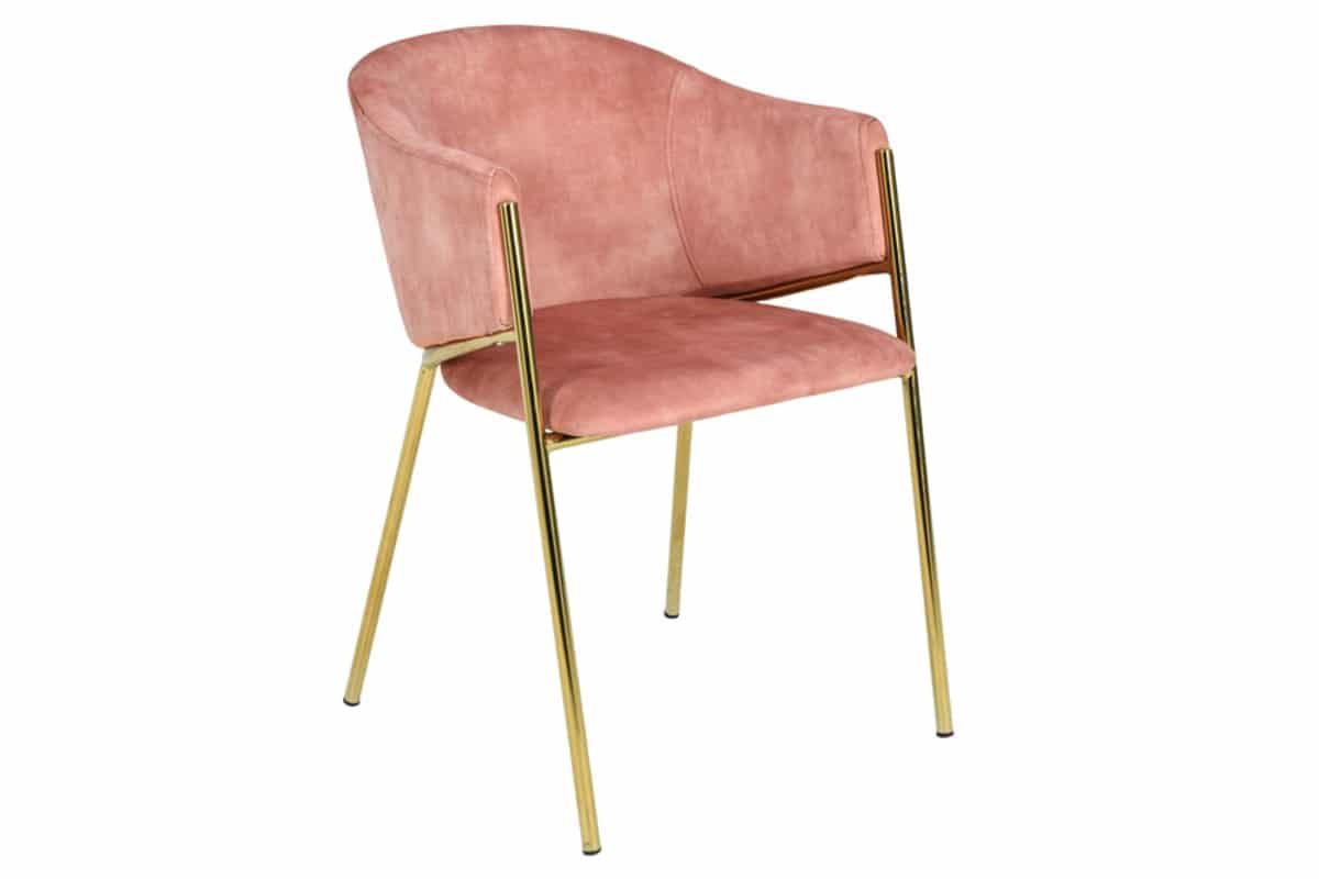 STUHL NOBLESSE Samt Rosé 80 cm - Goldfarben/Rosa, Textil/Metall (52/77/60cm) - riess-ambiente