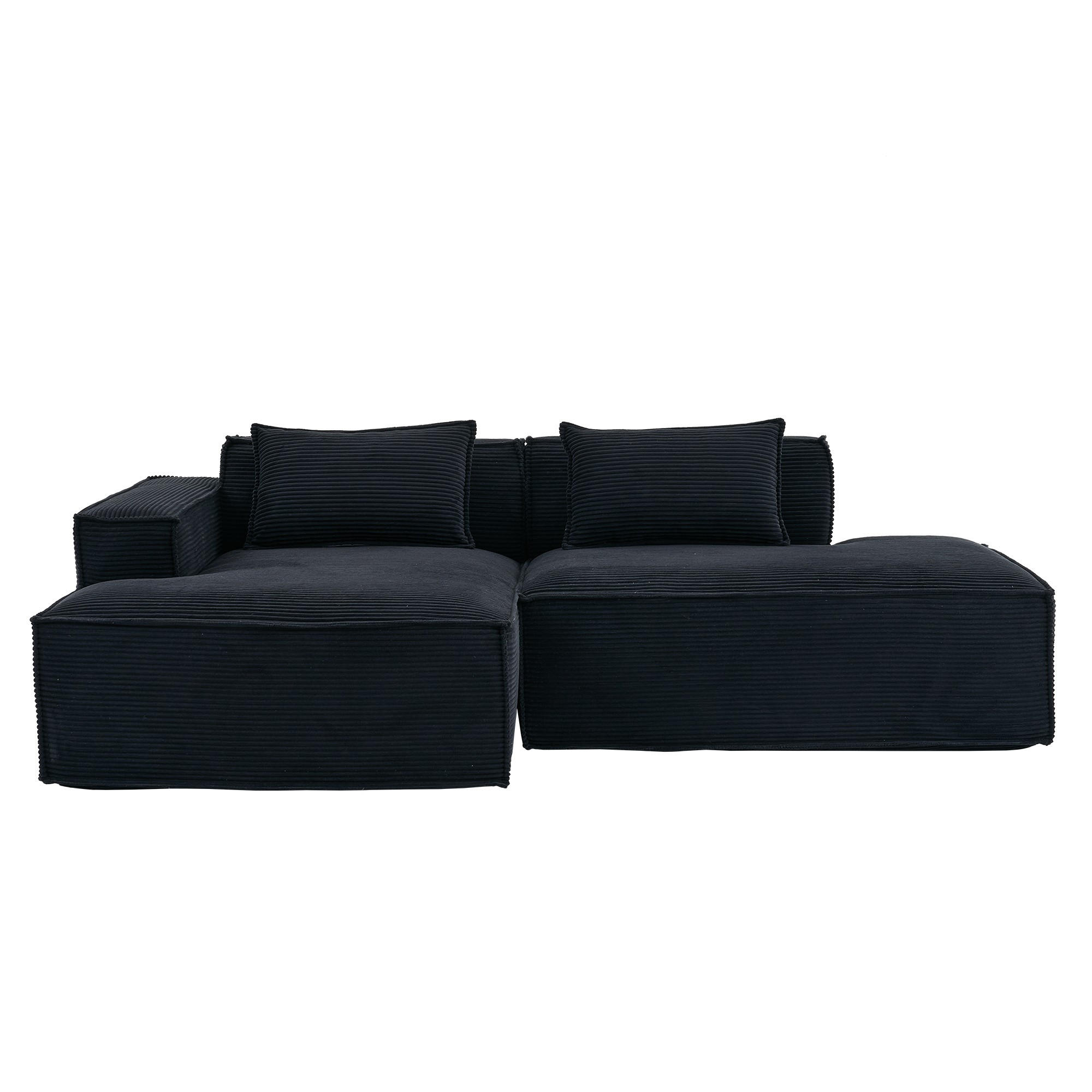 ECKSCHLAFSOFA L-/U-/2-er Sofa mit Schlaffunktion,Modulsofa,Cord,Schwarz - Schwarz, Textil (129/233cm) - LVHOM