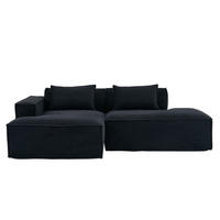 ECKSCHLAFSOFA L-/U-/2-er Sofa mit Schlaffunktion,Modulsofa,Cord,Schwarz - Schwarz, Textil (129/233cm) - LVHOM
