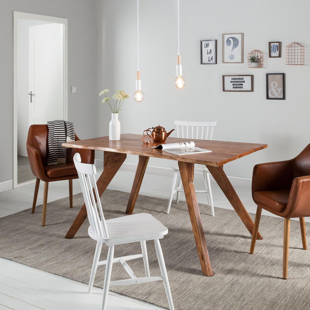 ESSZIMMERSTUHL - 2er-Set - Birke massiv - Weiß, Holz (49/86/43cm) - home24