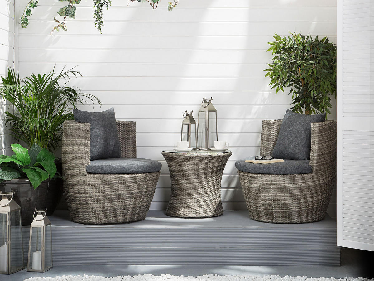 OUTDOOR-KISSENBEZUG-SET Grau Capri - Grau, Textil (70/60cm) - Beliani