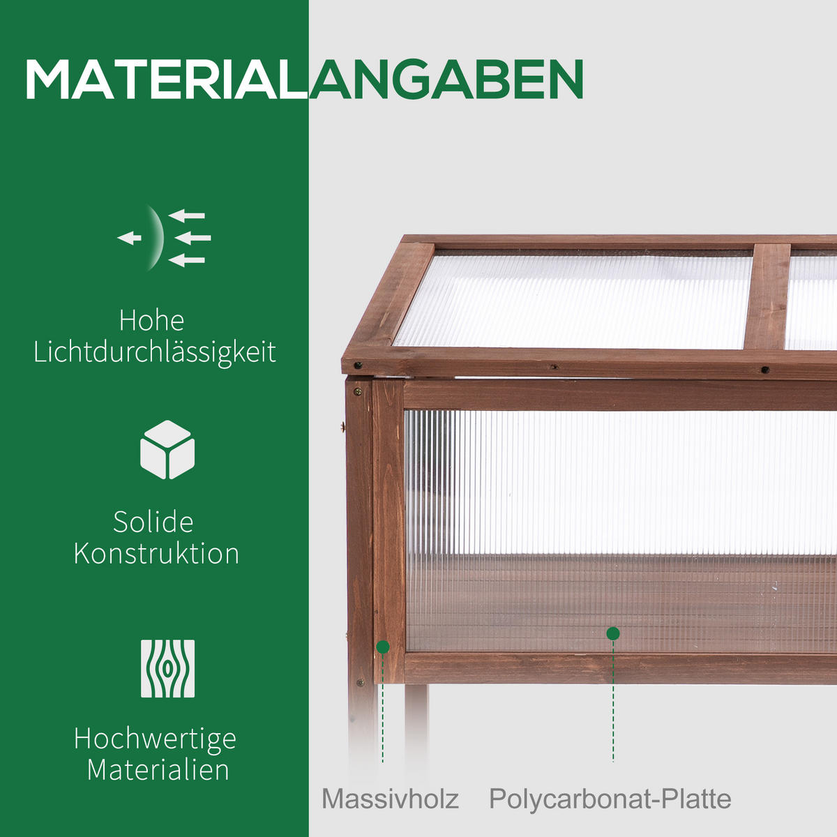 HOCHBEET, Tannenholz, PC-Platte, Braun - Braun, Holz (50/93/90cm) - Outsunny