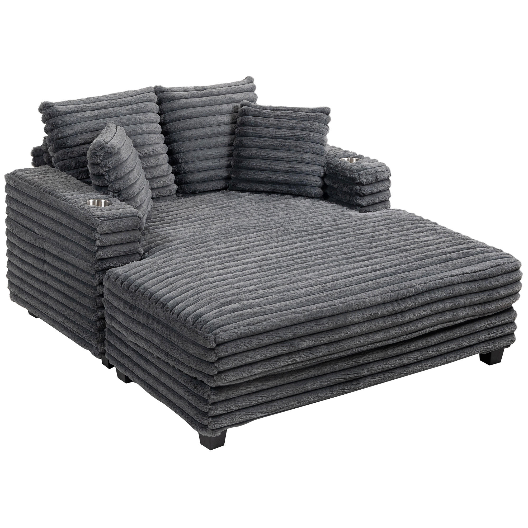 HOMCOM ROZKLÁDACÍ POHODA s držákem na nápoje 134/151/89 cm šedá