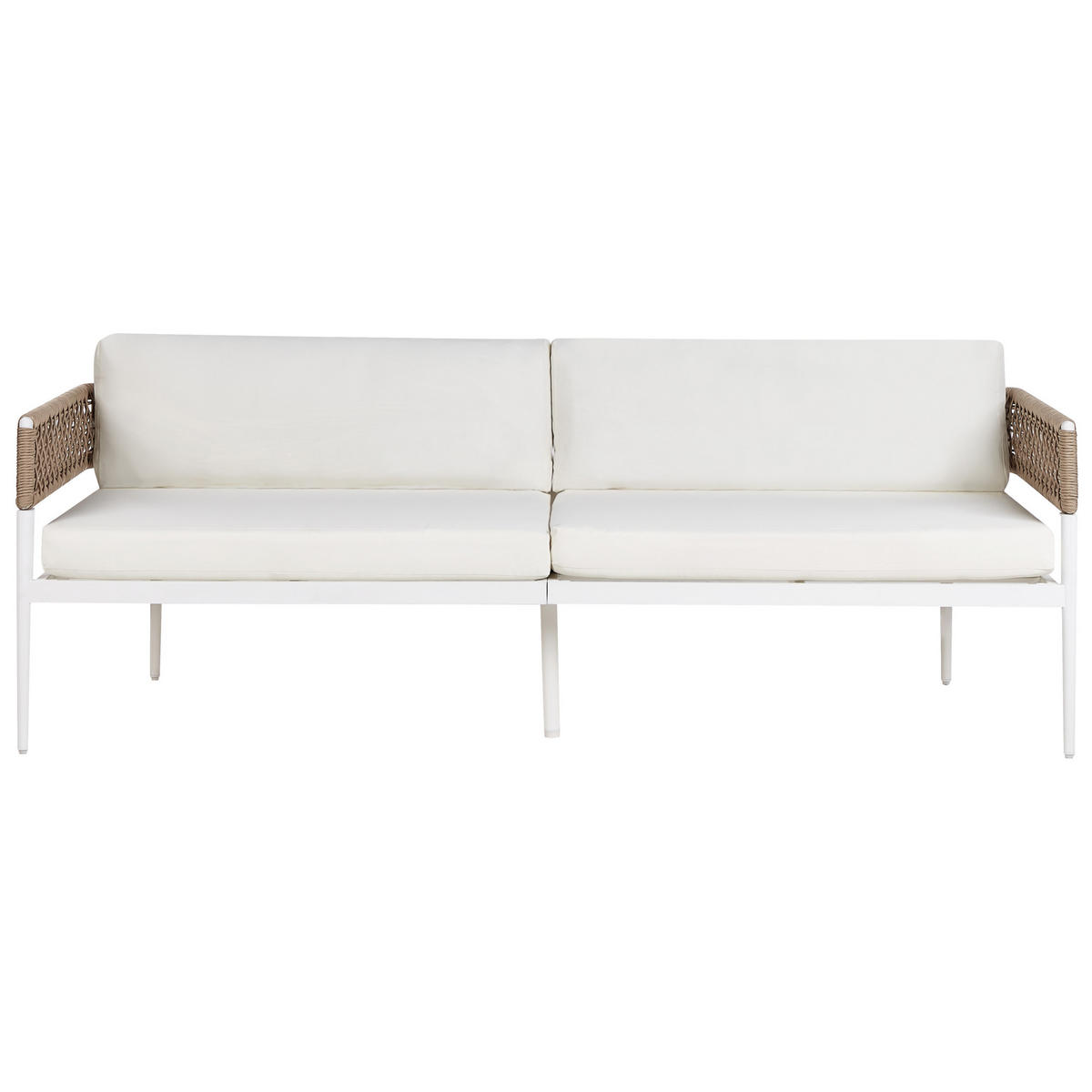 LOUNGE-SET 4-sitzer Symmetrisch Aluminium Weiß Serla - Beige/Weiß, Metall - Beliani