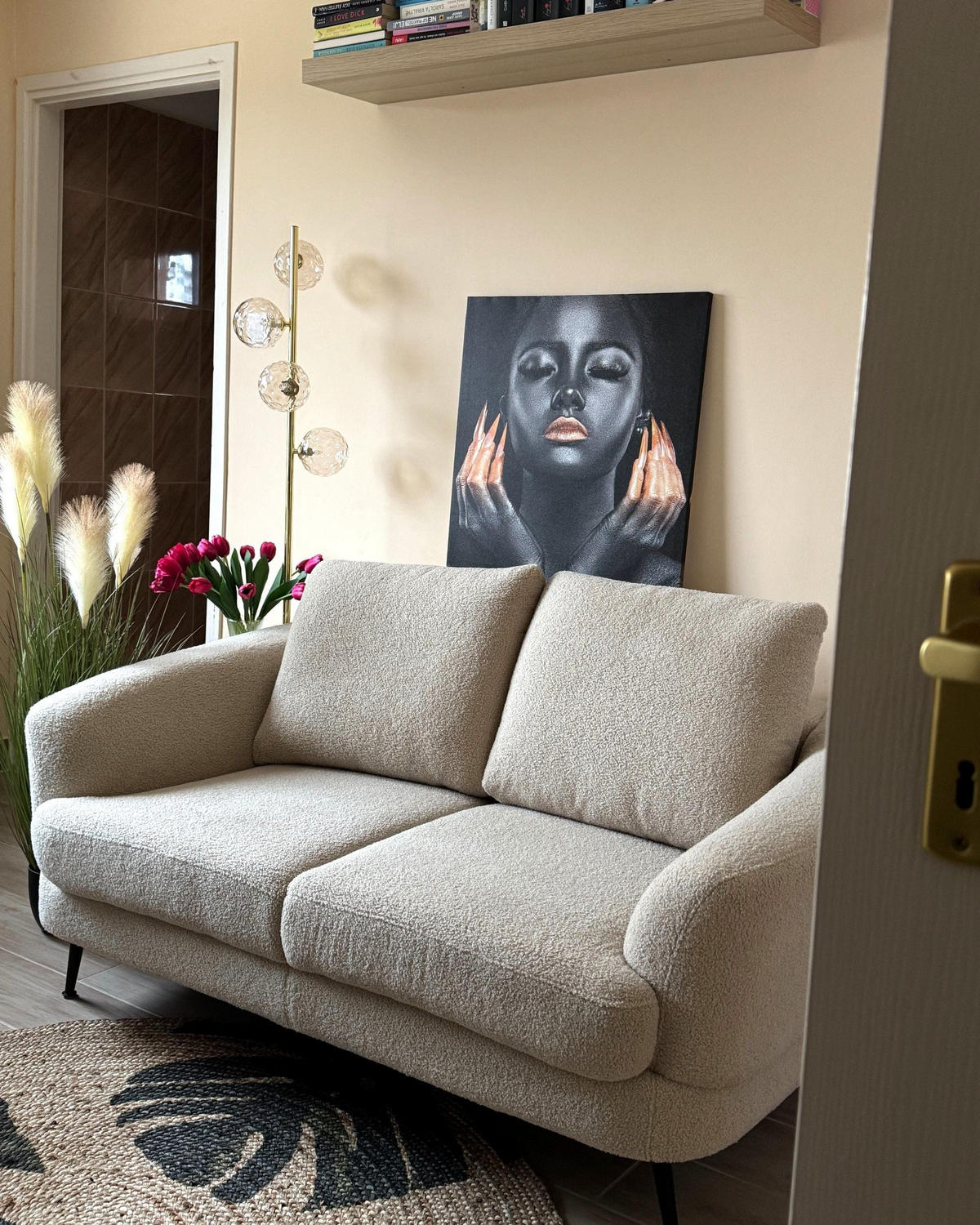 POHOVKA 2-místná Bouclé Světle béžová Kjaer - béžová, textil (155/100/100cm) - Beliani