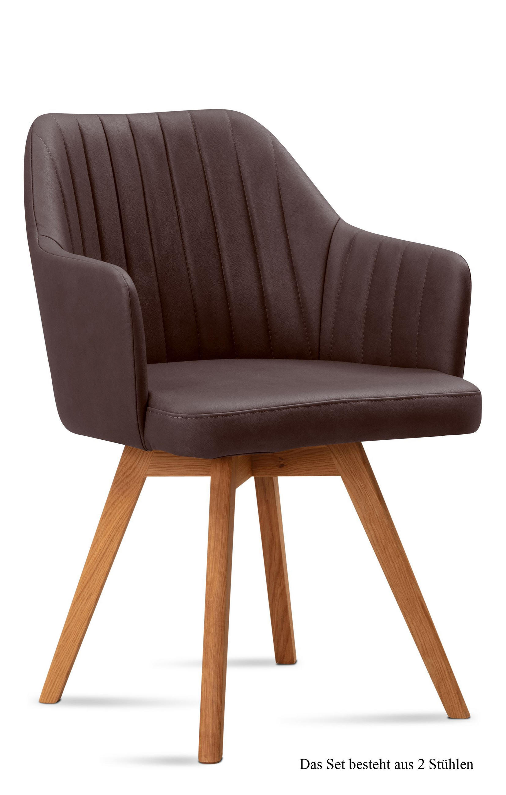 ARMLEHNSTUHL (2er-Set) Domna 58x81x60 Eiche geölt/Braun - Eichefarben/Braun, Kunststoff (60/81/58cm) - 58aufmkessel