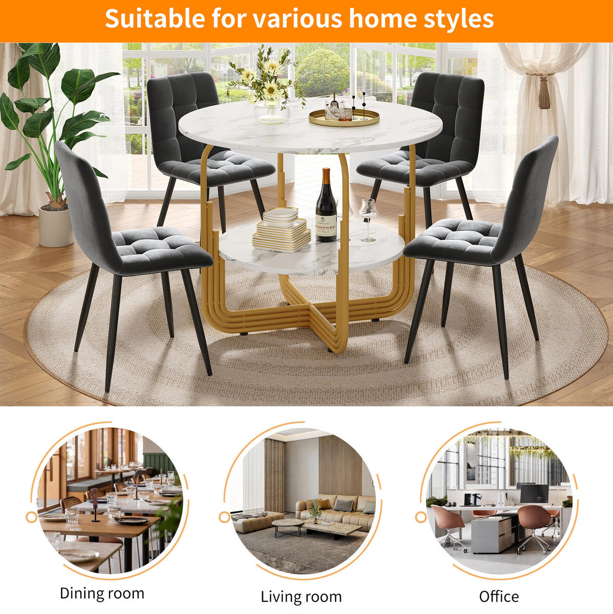 ESSTISCH 80/76/80 cm Gold aus MDF mit Stauraum - Goldfarben, Holzwerkstoff (80/80/76cm) - OKMYHOME
