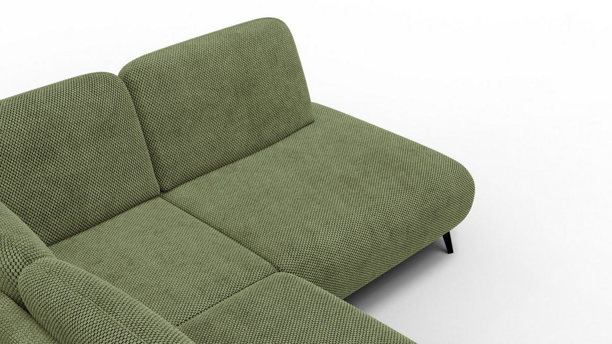 ECKSOFA FEBE 5-Sitzer rechts, olivgrün - Schwarz/Olivgrün, Holz/Textil (271/190cm) - Courtois Laville