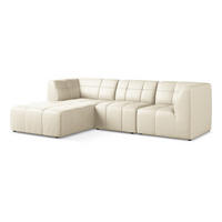ECKSOFA Links Kunstleder Beige - Creme/Schwarz, Holzwerkstoff/Kunststoff (266/175cm) - Makamii
