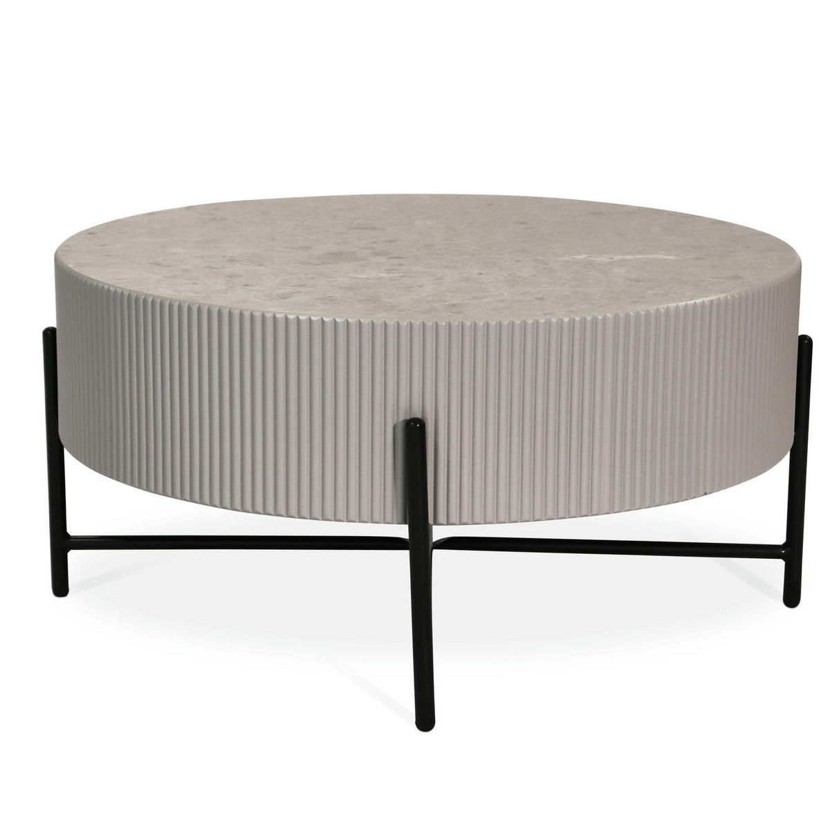 COUCHTISCH rund Grau 80/80/40 cm - Taupe/Graubraun, Holzwerkstoff/Metall (80/80/40cm) - Furnhouse