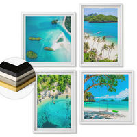 WANDBILDER 4er-Set - 50x50 cm & 40x60 cm Weißer Rahmen - Strände, Palmen, kristallklares Wasser - Weiß, Kunststoff (50/50cm) - ArtPrintCave