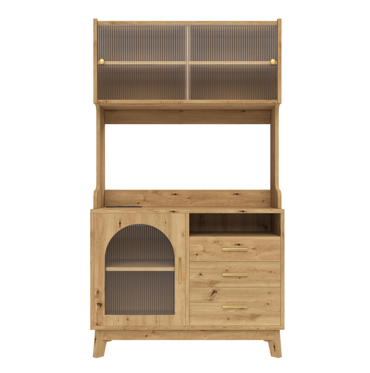 HOCHSCHRANK aus Spanplatte 100,5x40x178 cm Holzfarbe mit Steckdosen, USB-A- und USB-C-Anschluss - Eichefarben, Holzwerkstoff (100.5/178/40cm) - IVMEU