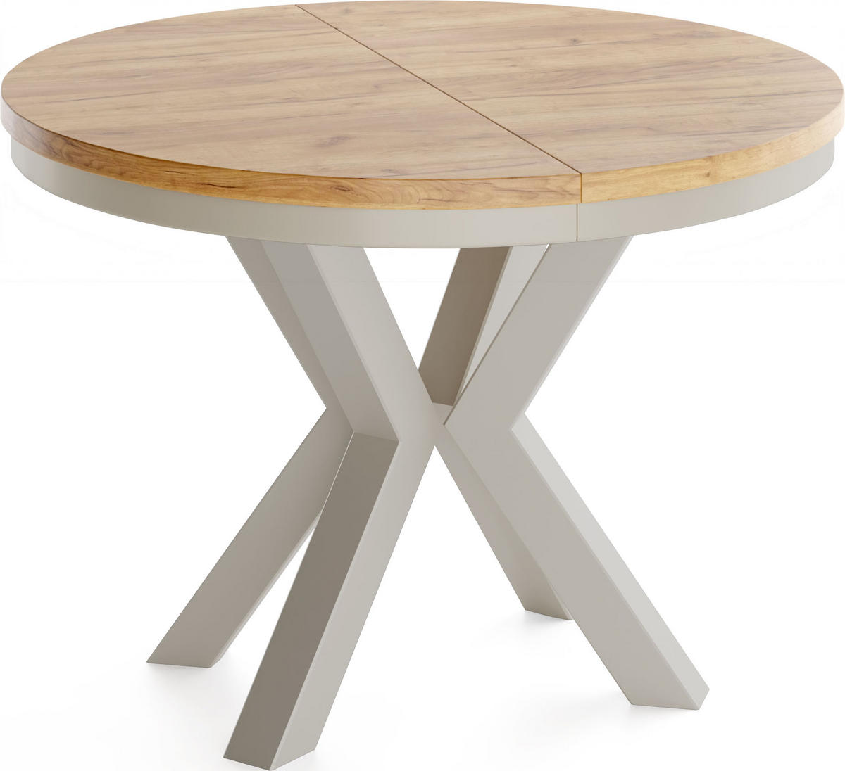 ESSTISCH Clara Grau-Beige runder ausziehbarer, Craft Eiche 120-200/120/76 cm - Eiche Wotan/Grau, Holzwerkstoff/Metall (120/120/76cm) - WFL GROUP