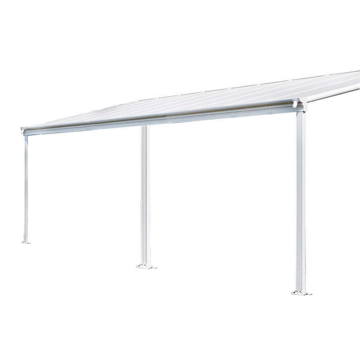 TERRASSENÜBERDACHUNG SOLIS - Farbe: Weiß, Größe: 435 / 442 x 300 / 303 x 278 / 226 cm - Weiß, Kunststoff (434/278/303cm) - Home Deluxe
