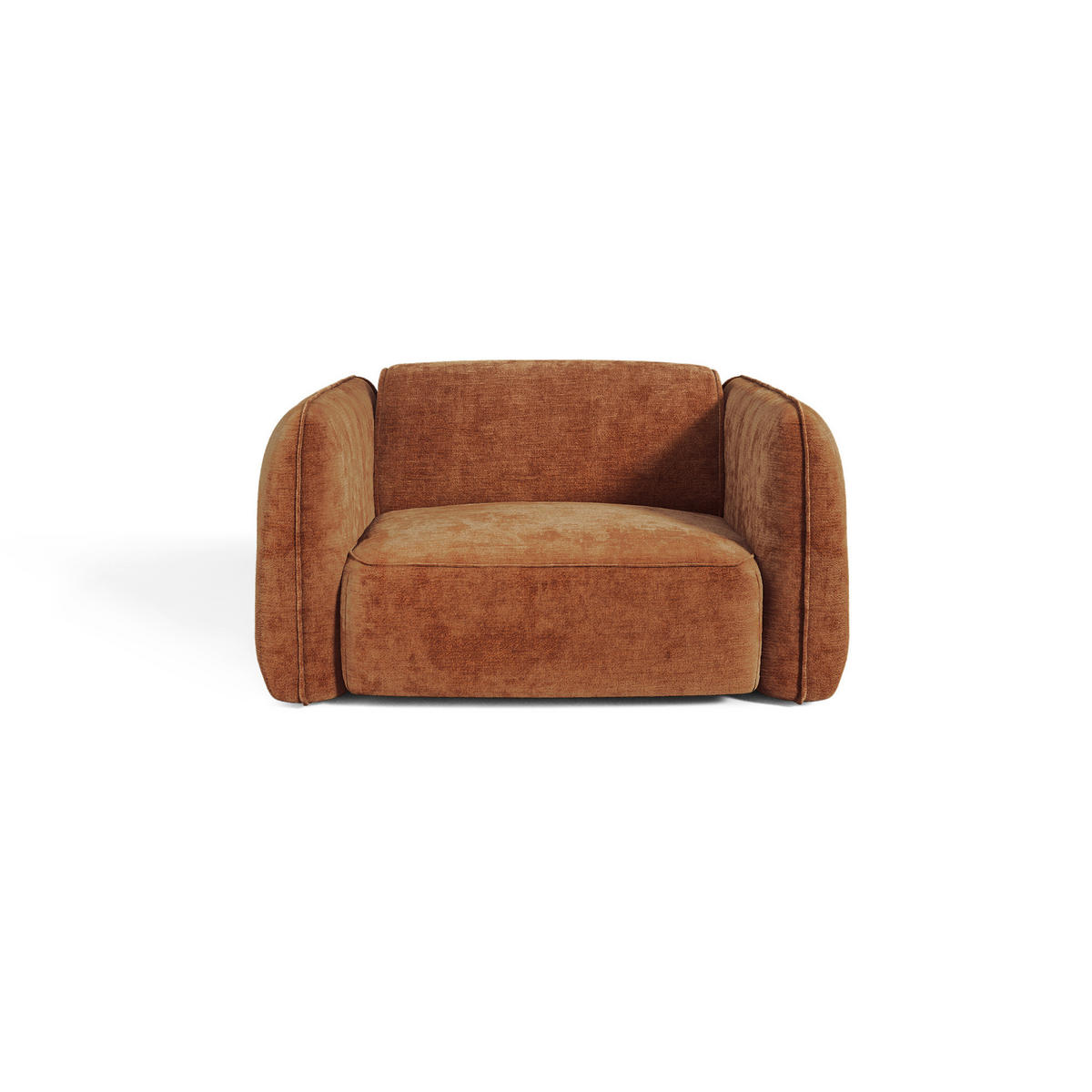SESSEL LOMI Geprägter Samt Terrakotta 118cm - Dunkelorange/Terracotta, Textil (118/76/102cm) - Premium Interiors