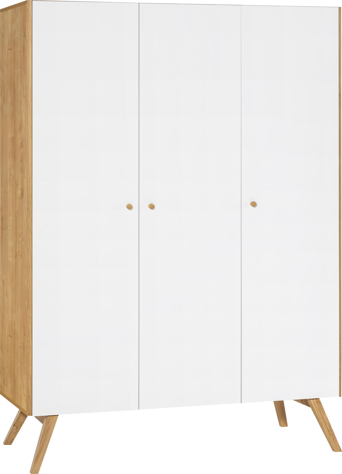 KLEIDERSCHRANK 3-TÜRIG NATURE - Weiß, Holzwerkstoff (150/207.5/58cm) - Vox Möbel