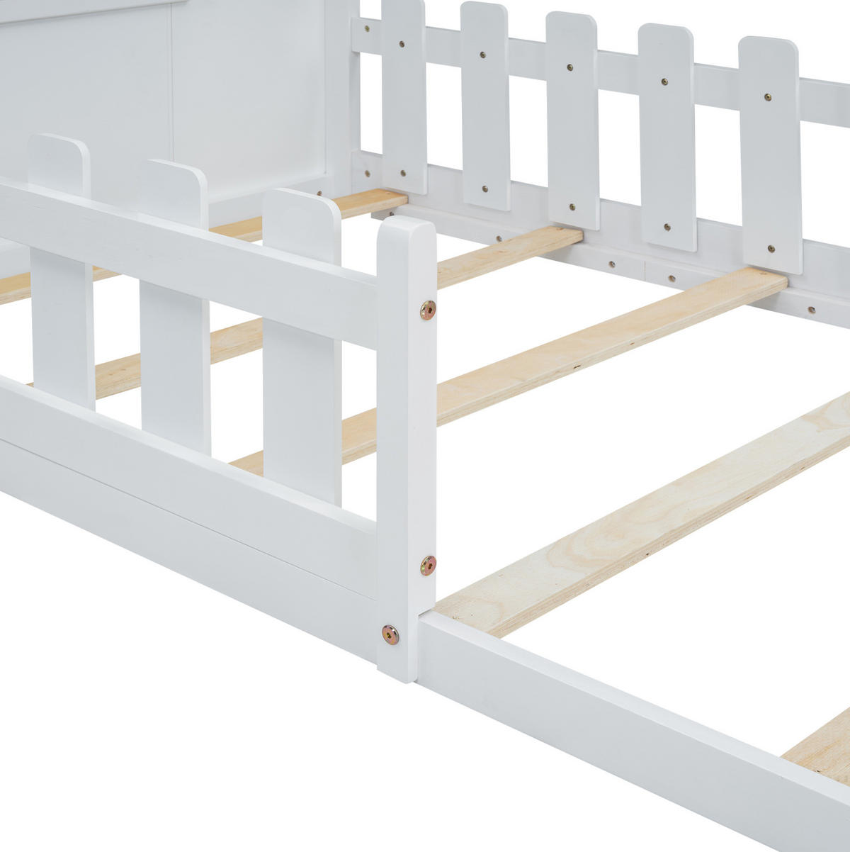 KINDERBETT 90/200 cm in Hausform mit Lattenrost aus Kiefer und MDF, Weiß - Weiß, Holzwerkstoff (90/200cm) - Redom