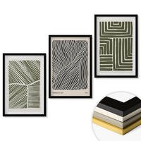 WANDBILDER 3er-Set - 40x60 cm Schwarzer Rahmen - Muster Linien Formen grün - Schwarz, Kunststoff (40/60cm) - ArtPrintCave