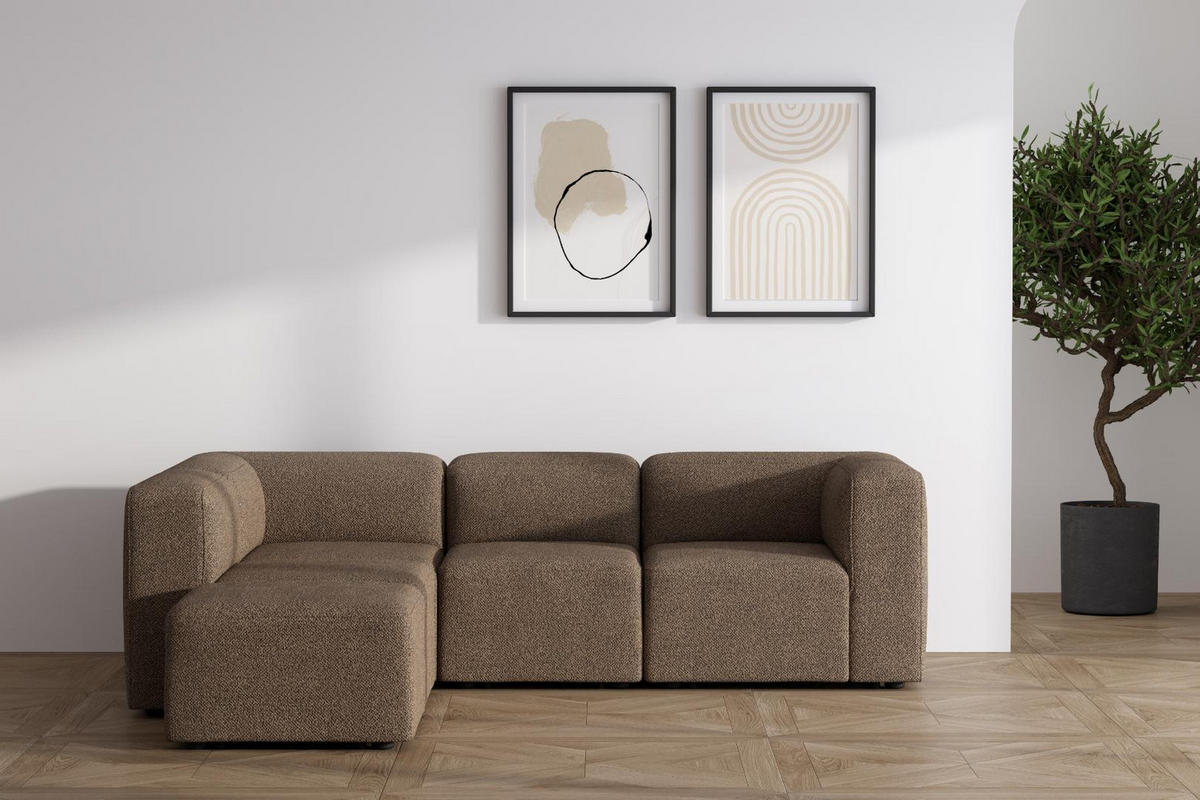 CHAISELONGSOFA Cubic Stoff Braun - Braun, Textil (257/64/257cm) - ebuy24