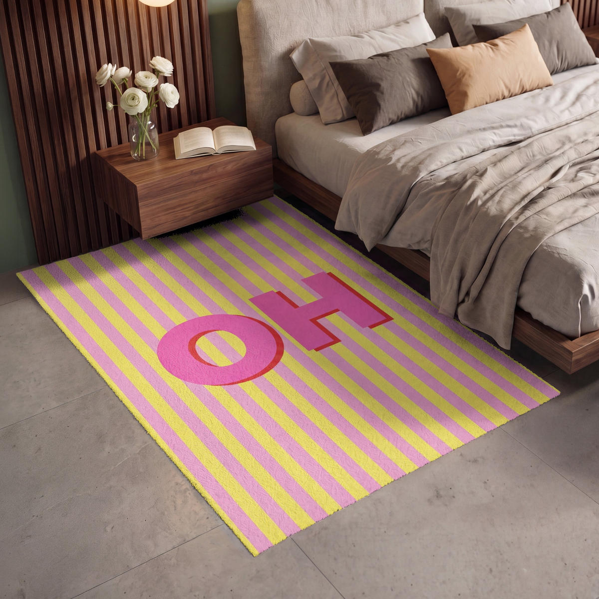 TEPPICH - Text - Streifen - Rosa - 140x200 cm - Pink, Kunststoff/Textil (140/0.4cm) - OnlyWow
