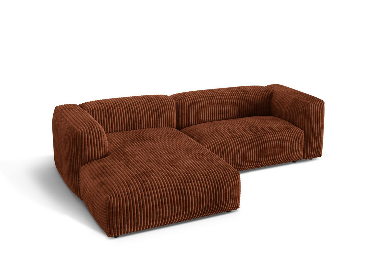 ECKSOFA modular links Martina aus Cord ziegelrot 2 Sitzplätze - Orange, Textil (176/283cm) - Micadoni