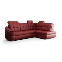 ECKSOFA KONGO RBN09, Eckcouch in L-Form mit Schlaffunktion, Farbe: Rot, Kunstleder, Ottomane Rechts - Rot, Textil (260/180cm) - O-Sofa