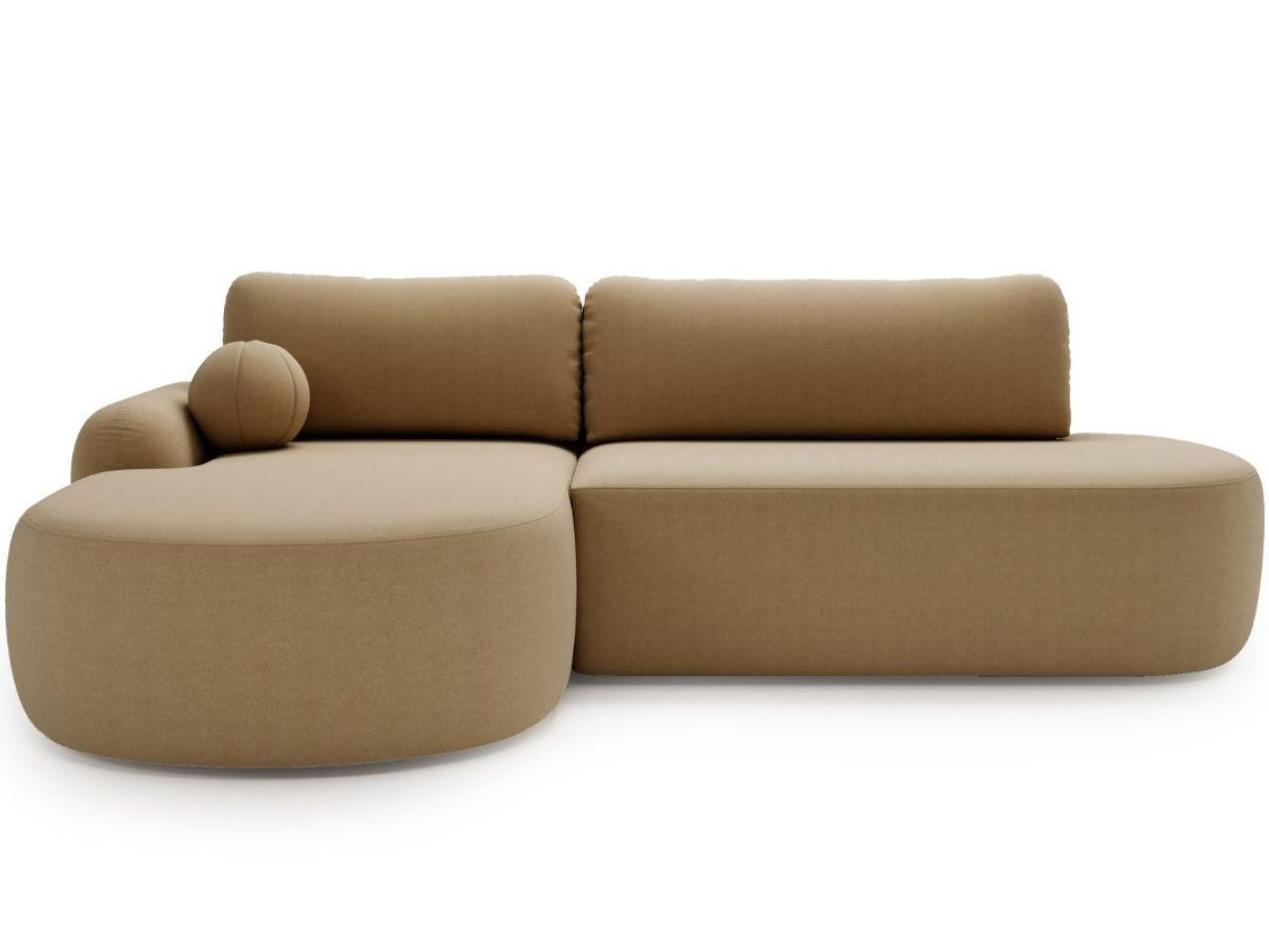 ECKSOFA Aurio O Bouclé-Stoff Hellbraun Links - Hellbraun, Holz/Textil (271/177cm) - Graingold