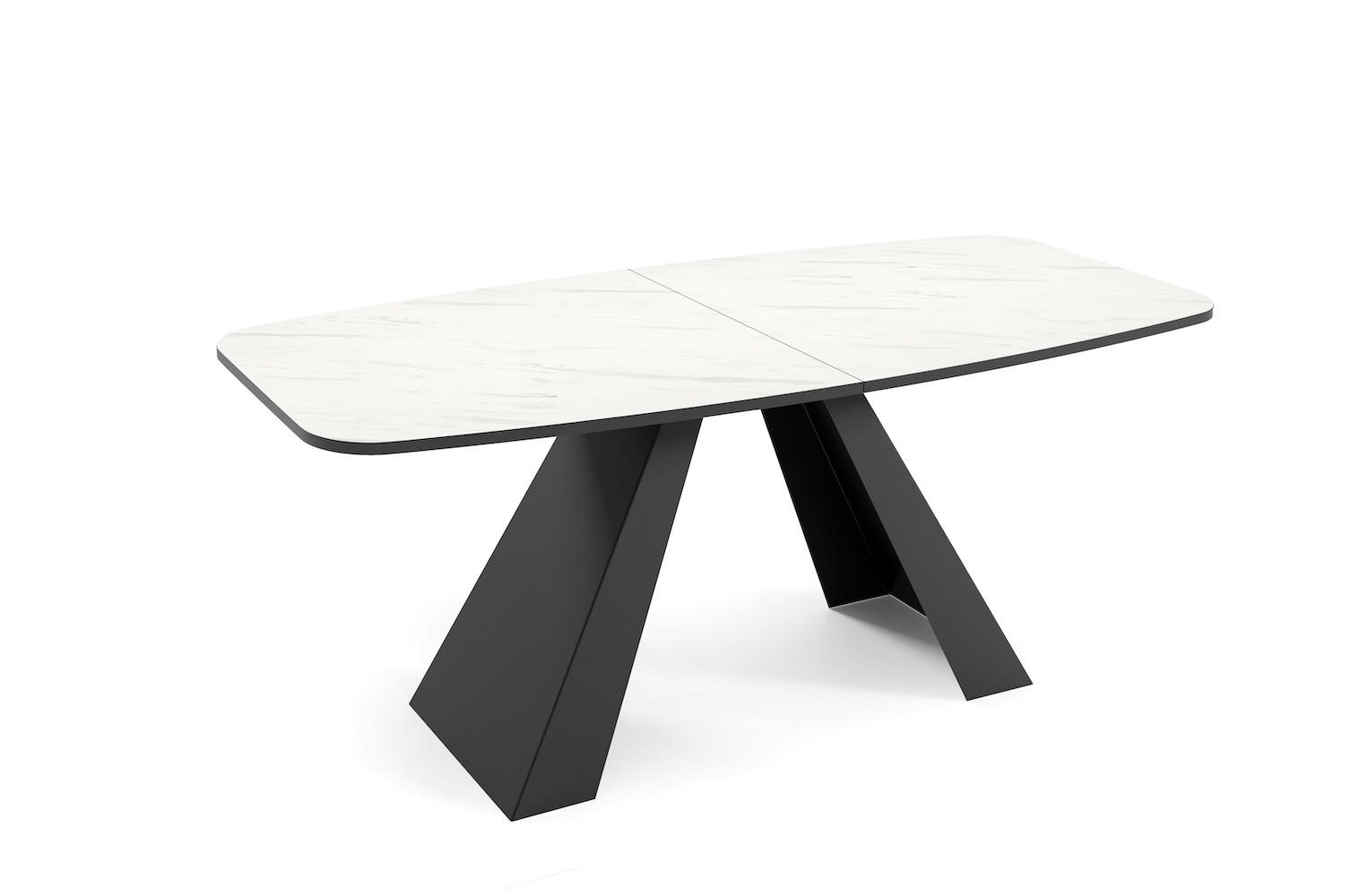 ESSTISCH Myron Bianco Marmor / Schwarz 180/220 / 90 / 76cm - Anthrazit/Schwarz, Holz/Holzwerkstoff (180/90/76cm) - Feldmann-Wohnen